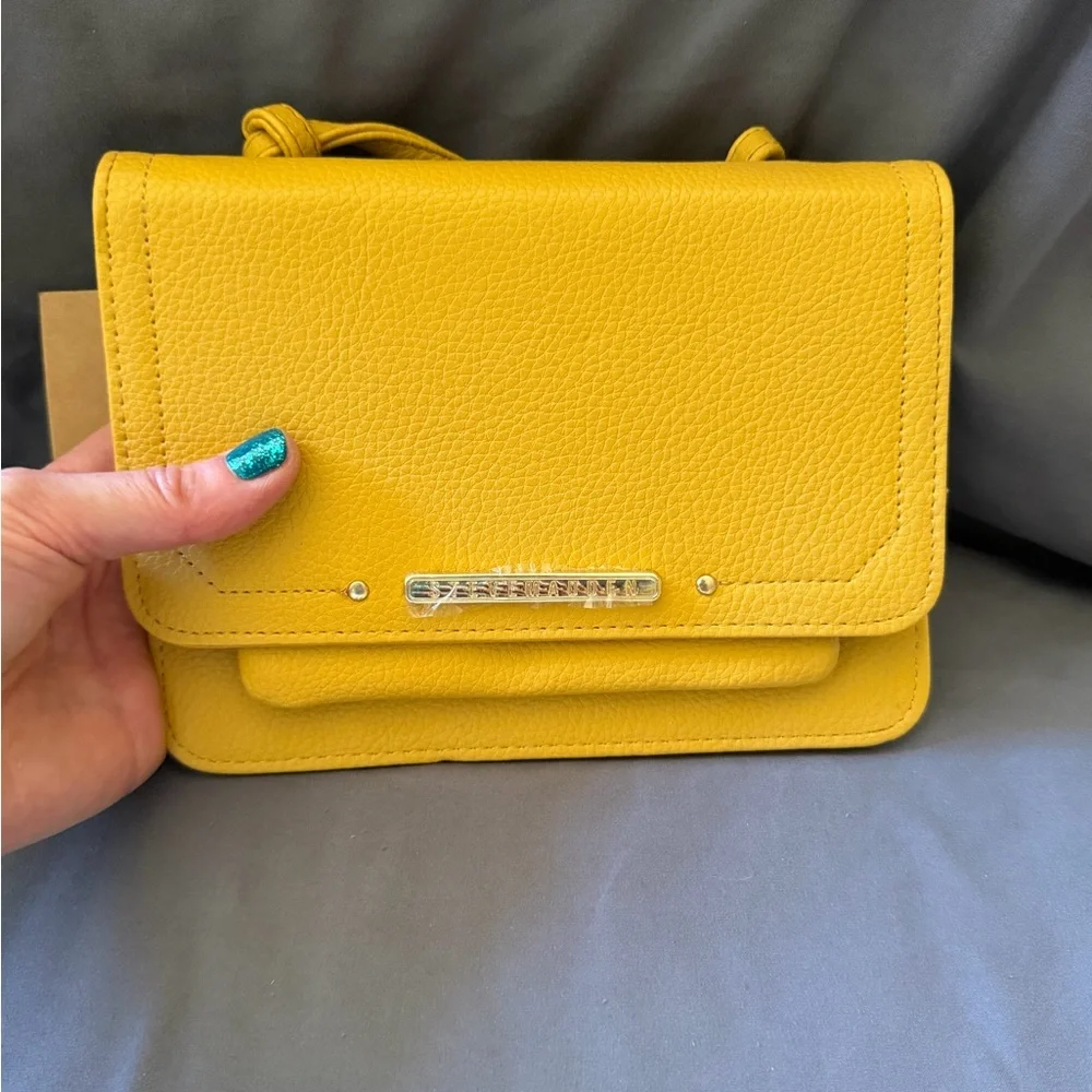 Steve Madden Mustard Yellow Pebbled Crossbody Bag